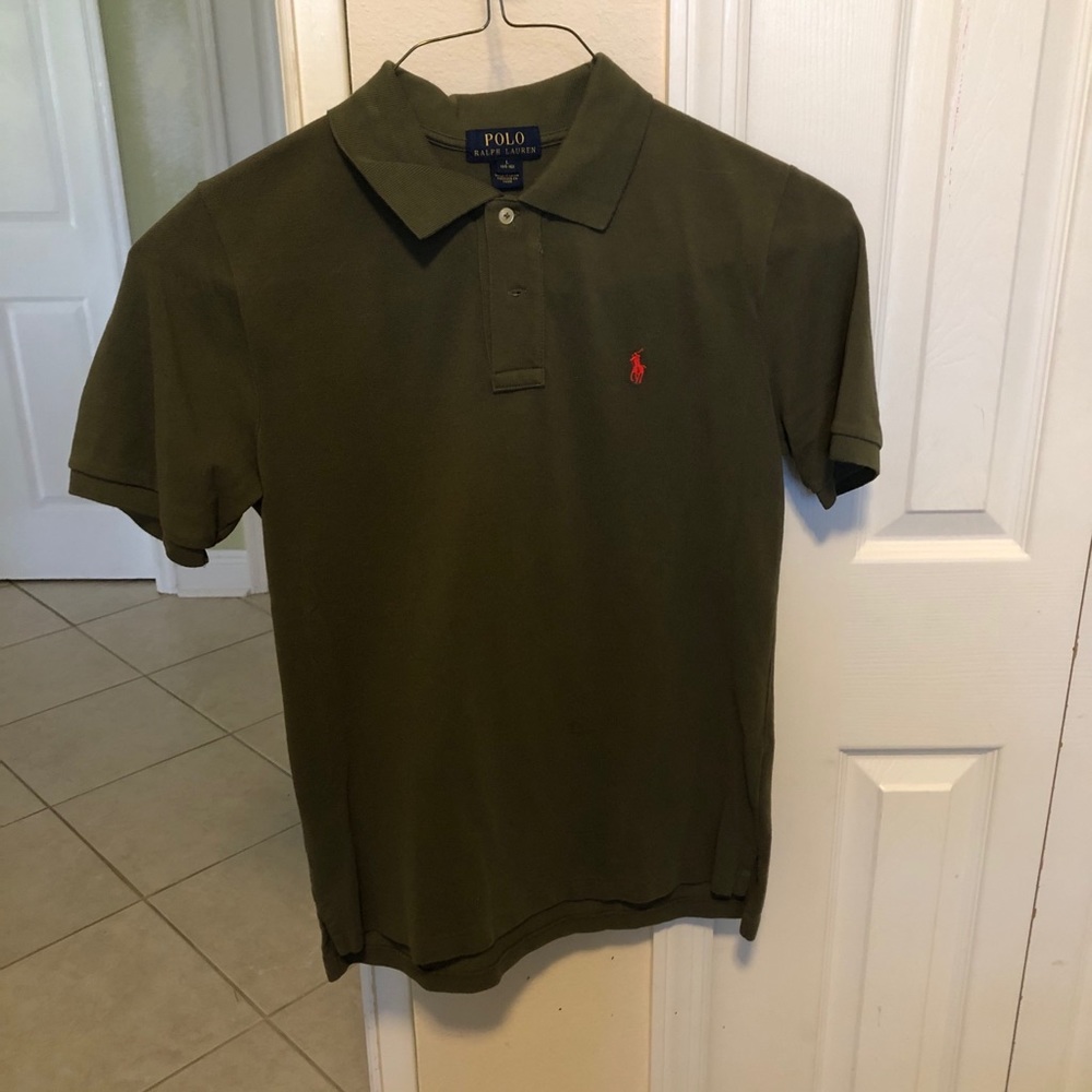 A dark green Ralph Lauren polo